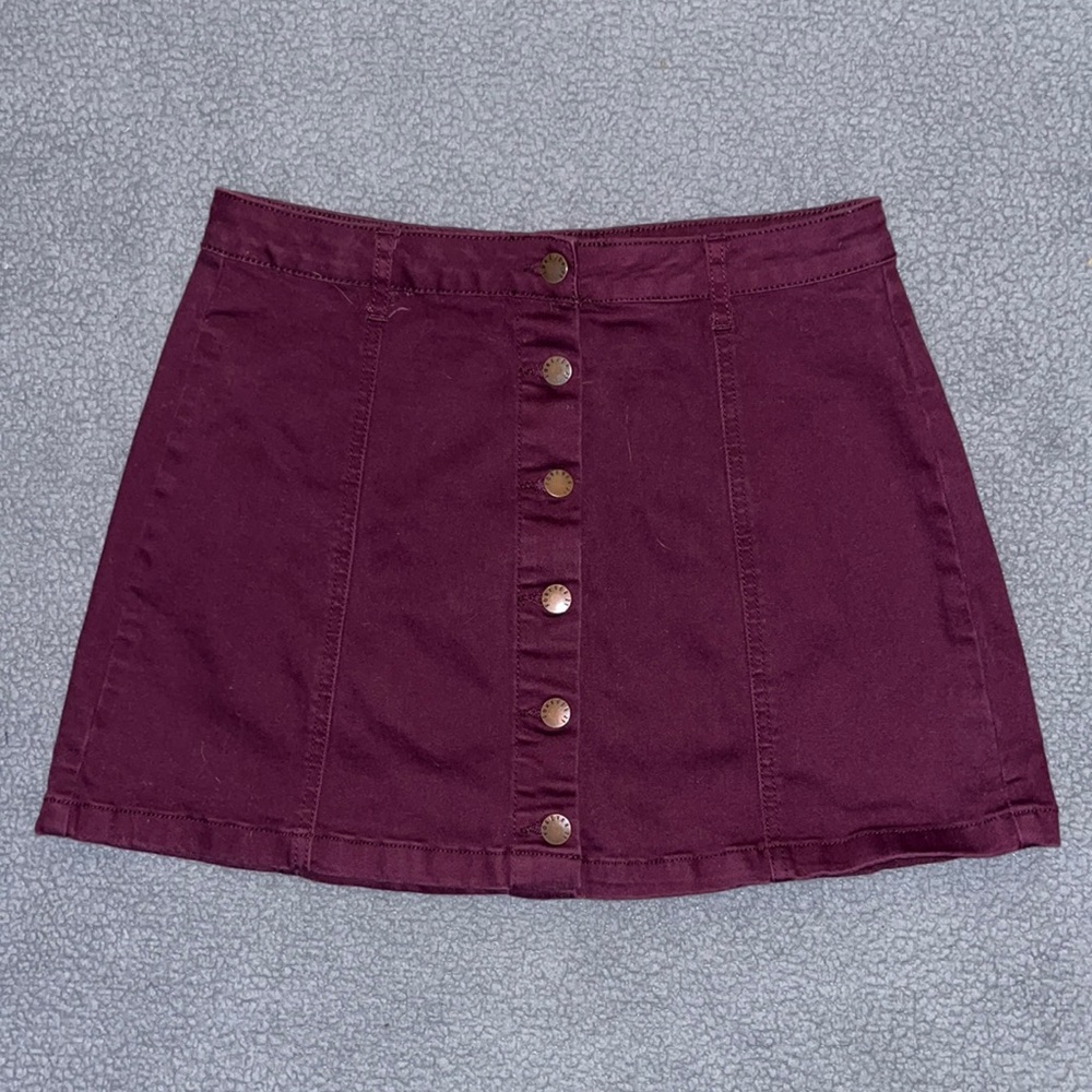 Maroon Button Down Skirt